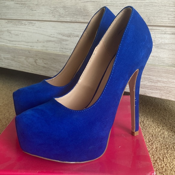 Dream Pairs Swan-30 size 5.5 platform heel royal blue suede - Picture 7 of 9